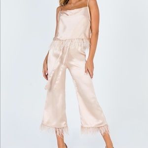 Princess Polly Feather champagne Satin SET